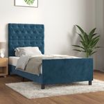 Casa si Gradina - Mobilier - Paturi si accesorii - Paturi - Cadru de pat cu tablie, albastru inchis, 80x200 cm, catifea - Infinity.ro
