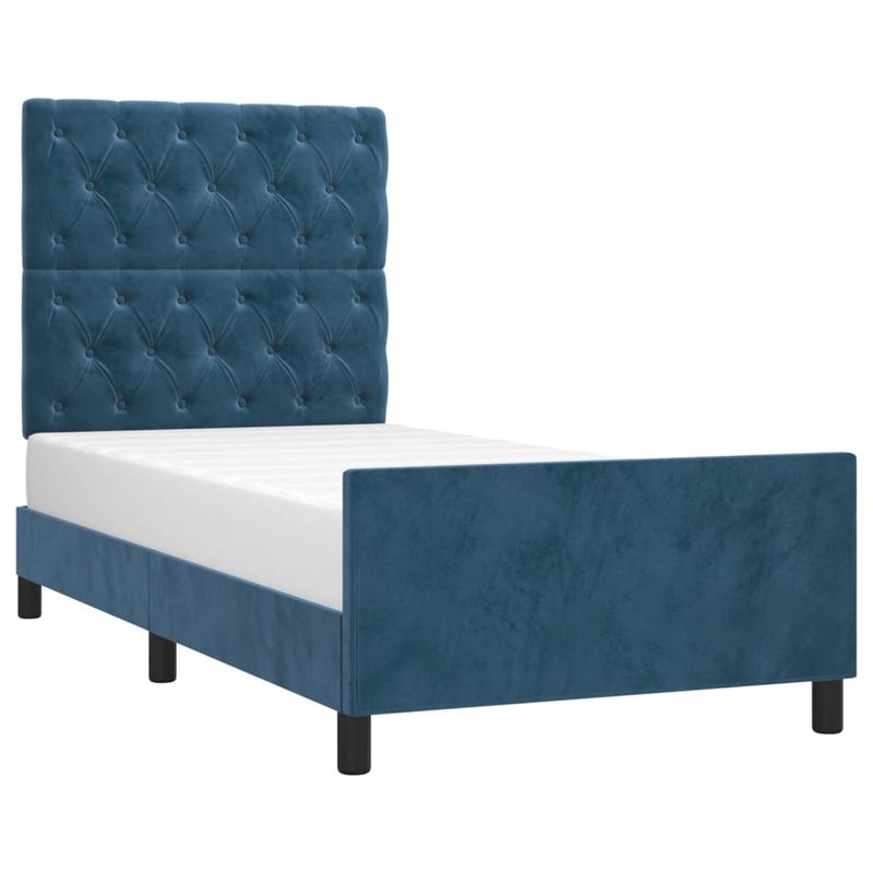 Casa si Gradina - Mobilier - Paturi si accesorii - Paturi - Cadru de pat cu tablie, albastru inchis, 80x200 cm, catifea - Infinity.ro