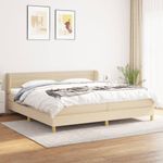 Casa si Gradina - Mobilier - Paturi si accesorii - Paturi - Pat box spring cu saltea, crem, 200x200 cm, textil - Infinity.ro