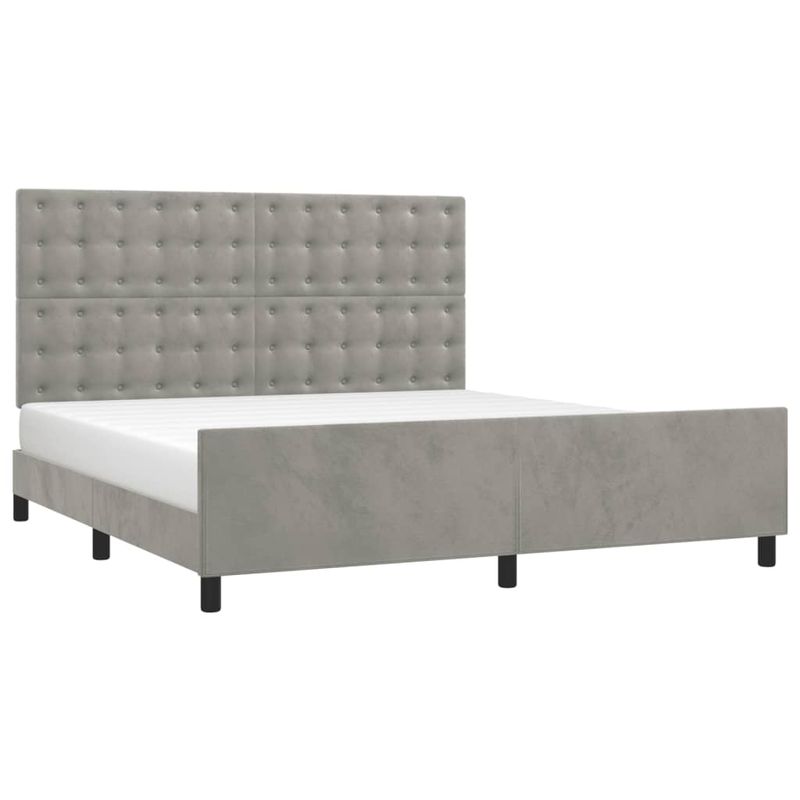 Casa si Gradina - Mobilier - Paturi si accesorii - Paturi - Cadru de pat cu tablie, gri deschis, 160x200 cm, catifea - Infinity.ro
