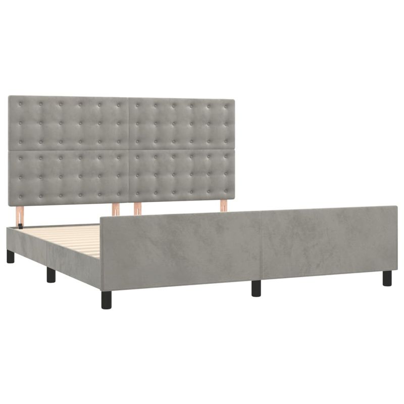 Casa si Gradina - Mobilier - Paturi si accesorii - Paturi - Cadru de pat cu tablie, gri deschis, 160x200 cm, catifea - Infinity.ro