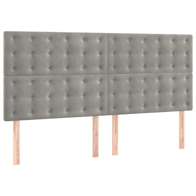 Casa si Gradina - Mobilier - Paturi si accesorii - Paturi - Cadru de pat cu tablie, gri deschis, 160x200 cm, catifea - Infinity.ro