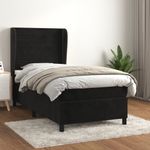 Casa si Gradina - Mobilier - Paturi si accesorii - Paturi - Pat box spring cu saltea, negru, 80x200 cm, catifea - Infinity.ro