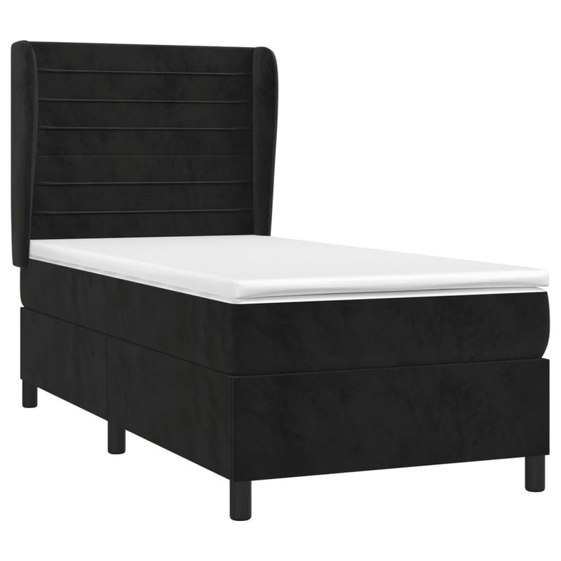 Casa si Gradina - Mobilier - Paturi si accesorii - Paturi - Pat box spring cu saltea, negru, 80x200 cm, catifea - Infinity.ro