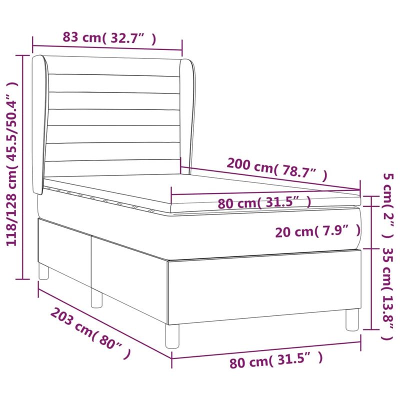 Casa si Gradina - Mobilier - Paturi si accesorii - Paturi - Pat box spring cu saltea, negru, 80x200 cm, catifea - Infinity.ro