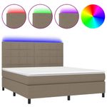 Casa si Gradina - Mobilier - Paturi si accesorii - Paturi - Pat cu arcuri, saltea si LED, gri taupe, 160x200 cm, textil - Infinity.ro