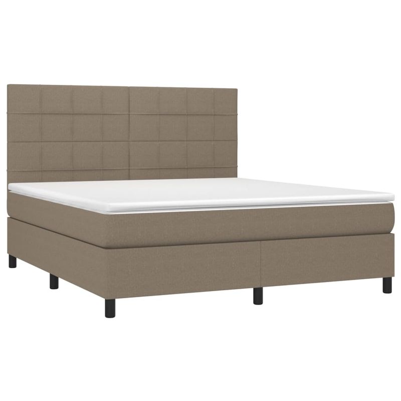 Casa si Gradina - Mobilier - Paturi si accesorii - Paturi - Pat cu arcuri, saltea si LED, gri taupe, 160x200 cm, textil - Infinity.ro