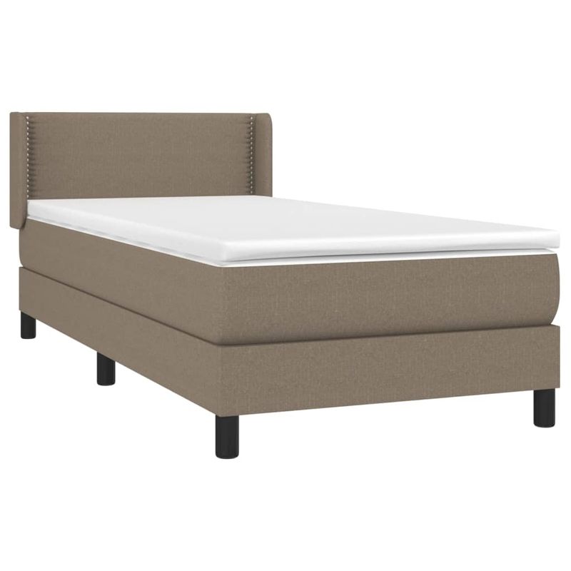 Casa si Gradina - Mobilier - Paturi si accesorii - Paturi - Pat box spring cu saltea, gri taupe, 90x190 cm, textil - Infinity.ro