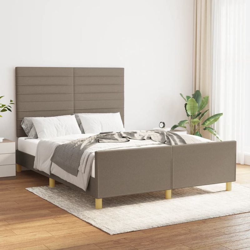 Casa si Gradina - Mobilier - Paturi si accesorii - Paturi - Cadru de pat cu tablie, gri taupe, 140x190 cm, textil - Infinity.ro