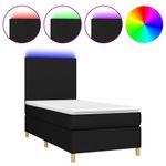 Casa si Gradina - Mobilier - Paturi si accesorii - Paturi - Pat cu arcuri, saltea si LED, negru, 90x190 cm, textil - Infinity.ro