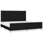 Casa si Gradina - Mobilier - Paturi si accesorii - Paturi - Cadru de pat cu tablie, negru, 200x200 cm, textil - Infinity.ro