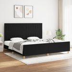 Casa si Gradina - Mobilier - Paturi si accesorii - Paturi - Cadru de pat cu tablie, negru, 200x200 cm, textil - Infinity.ro