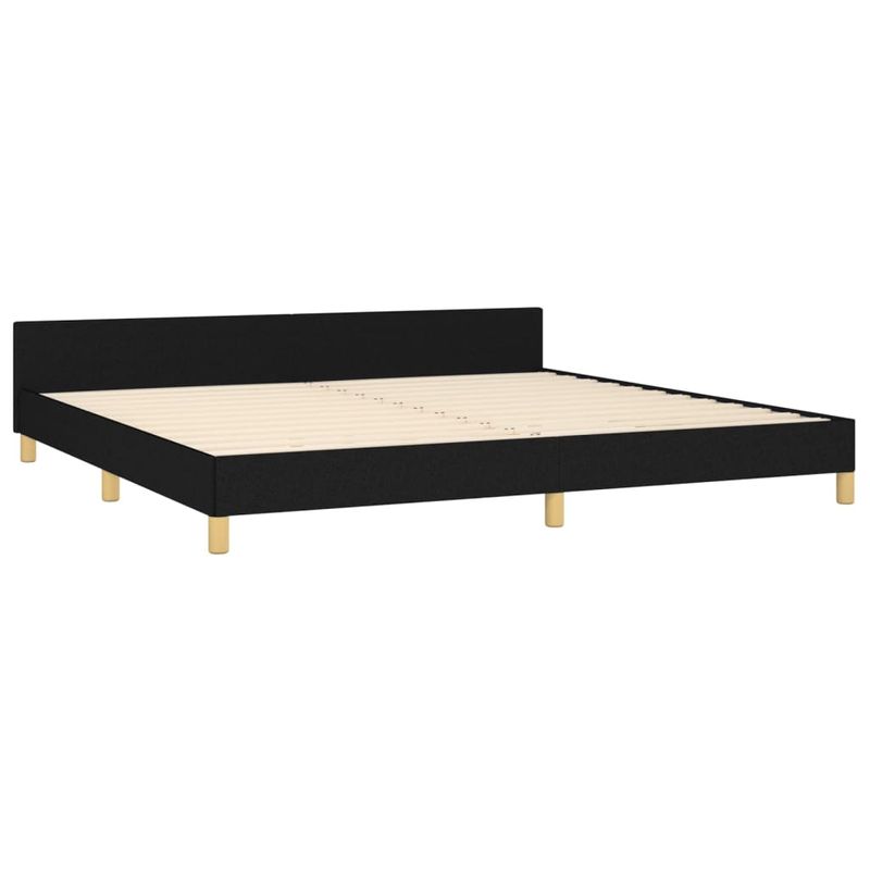 Casa si Gradina - Mobilier - Paturi si accesorii - Paturi - Cadru de pat cu tablie, negru, 200x200 cm, textil - Infinity.ro