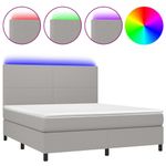 Casa si Gradina - Mobilier - Paturi si accesorii - Paturi - Pat cu arcuri, saltea si LED, gri deschis, 160x200 cm, textil - Infinity.ro