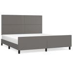 Casa si Gradina - Mobilier - Paturi si accesorii - Paturi - Cadru de pat cu tablie, gri, 160x200 cm, piele ecologica - Infinity.ro