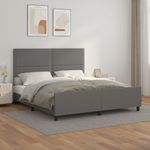 Casa si Gradina - Mobilier - Paturi si accesorii - Paturi - Cadru de pat cu tablie, gri, 160x200 cm, piele ecologica - Infinity.ro