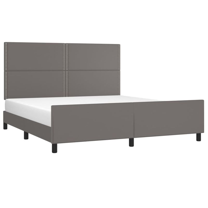Casa si Gradina - Mobilier - Paturi si accesorii - Paturi - Cadru de pat cu tablie, gri, 160x200 cm, piele ecologica - Infinity.ro