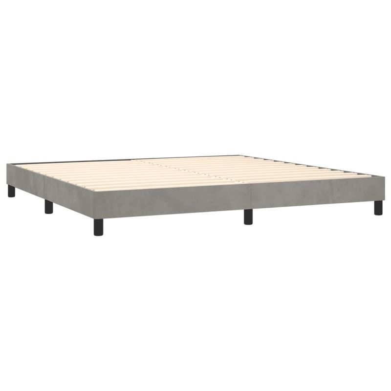 Casa si Gradina - Mobilier - Paturi si accesorii - Paturi - Pat box spring cu saltea, gri deschis, 200x200 cm, catifea - Infinity.ro