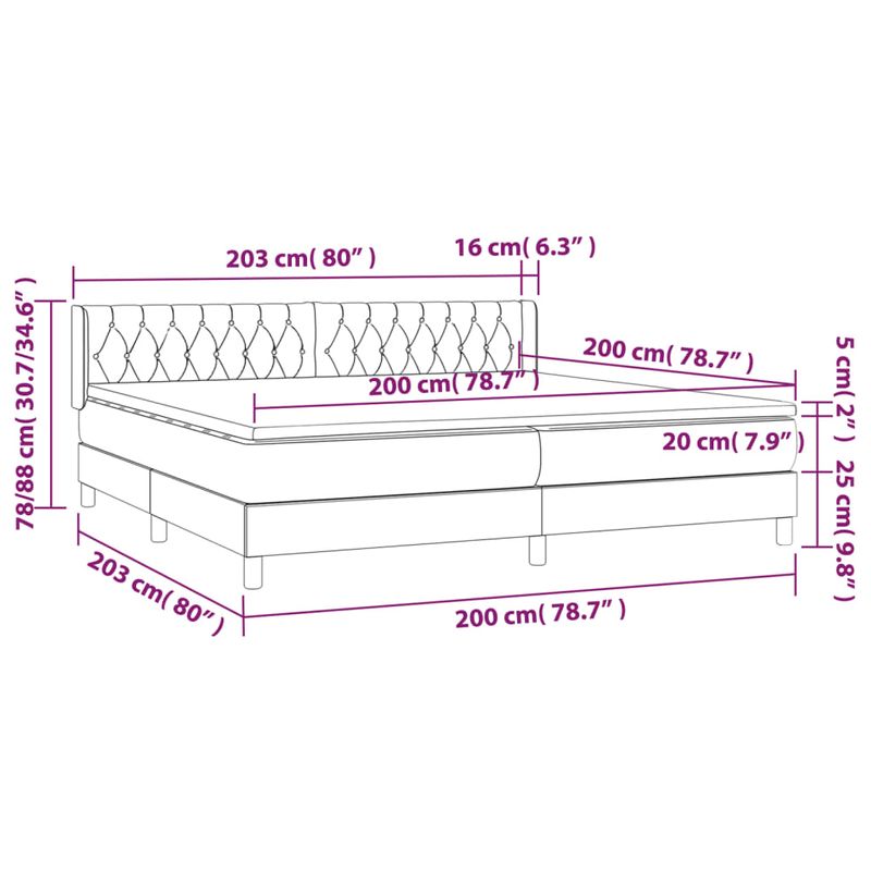 Casa si Gradina - Mobilier - Paturi si accesorii - Paturi - Pat box spring cu saltea, gri deschis, 200x200 cm, catifea - Infinity.ro