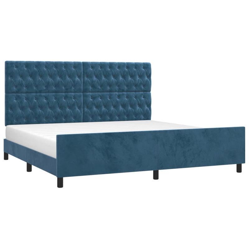 Casa si Gradina - Mobilier - Paturi si accesorii - Paturi - Cadru de pat cu tablie, albastru inchis, 200x200 cm, catifea - Infinity.ro