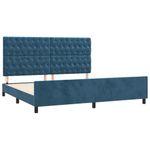 Casa si Gradina - Mobilier - Paturi si accesorii - Paturi - Cadru de pat cu tablie, albastru inchis, 200x200 cm, catifea - Infinity.ro