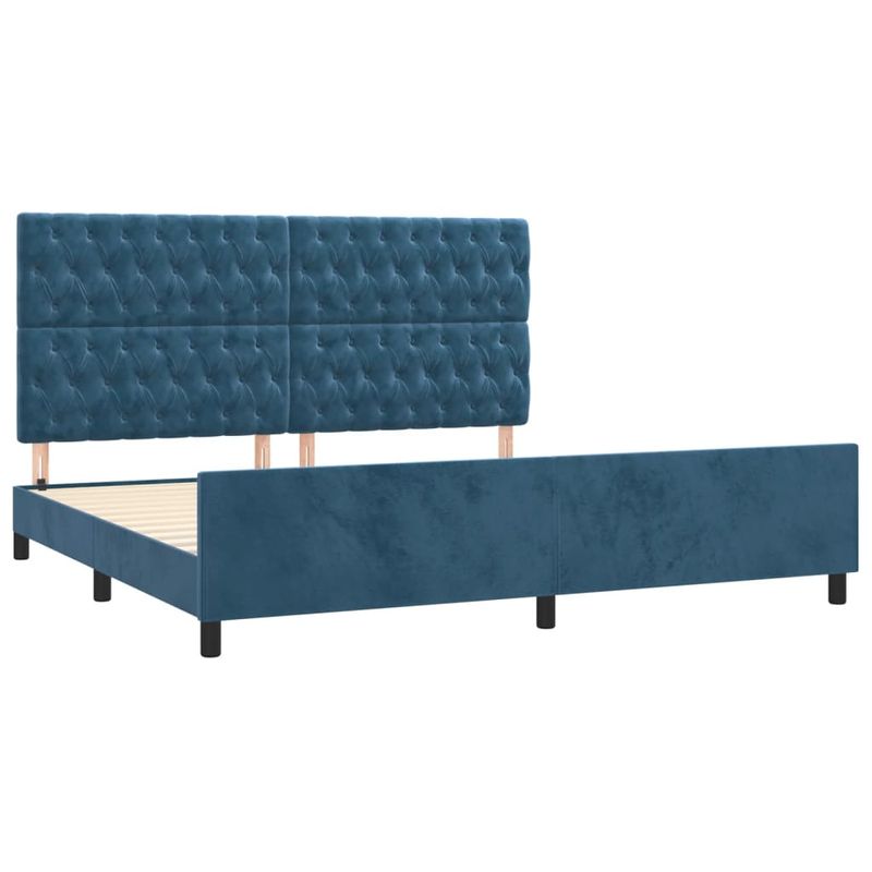 Casa si Gradina - Mobilier - Paturi si accesorii - Paturi - Cadru de pat cu tablie, albastru inchis, 200x200 cm, catifea - Infinity.ro