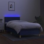 Casa si Gradina - Mobilier - Paturi si accesorii - Paturi - Pat cu arcuri, saltea si LED, albastru, 90x190 cm, textil - Infinity.ro
