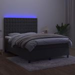 Casa si Gradina - Mobilier - Paturi si accesorii - Paturi - Pat cu arcuri, saltea si LED, gri inchis, 140x190 cm, catifea - Infinity.ro