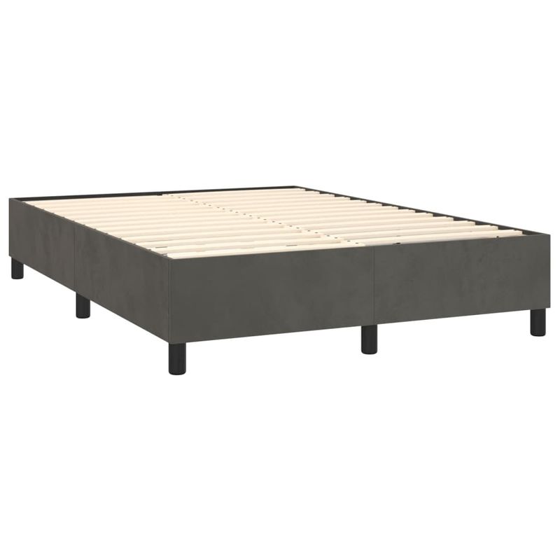 Casa si Gradina - Mobilier - Paturi si accesorii - Paturi - Pat cu arcuri, saltea si LED, gri inchis, 140x190 cm, catifea - Infinity.ro