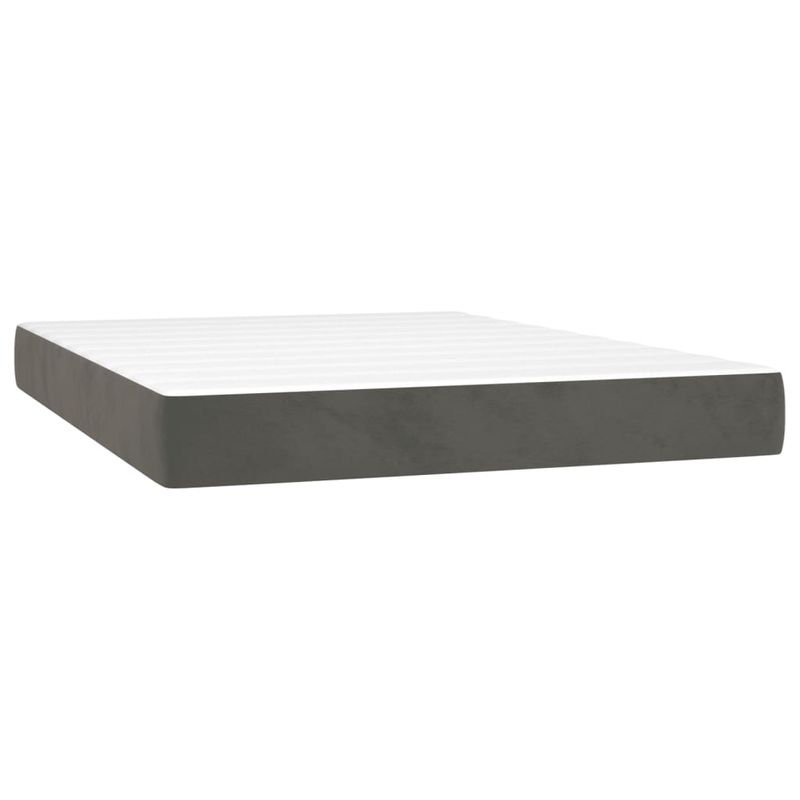 Casa si Gradina - Mobilier - Paturi si accesorii - Paturi - Pat cu arcuri, saltea si LED, gri inchis, 140x190 cm, catifea - Infinity.ro