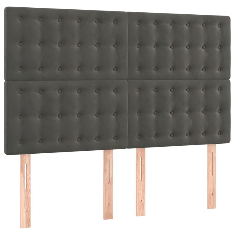 Casa si Gradina - Mobilier - Paturi si accesorii - Paturi - Pat cu arcuri, saltea si LED, gri inchis, 140x190 cm, catifea - Infinity.ro