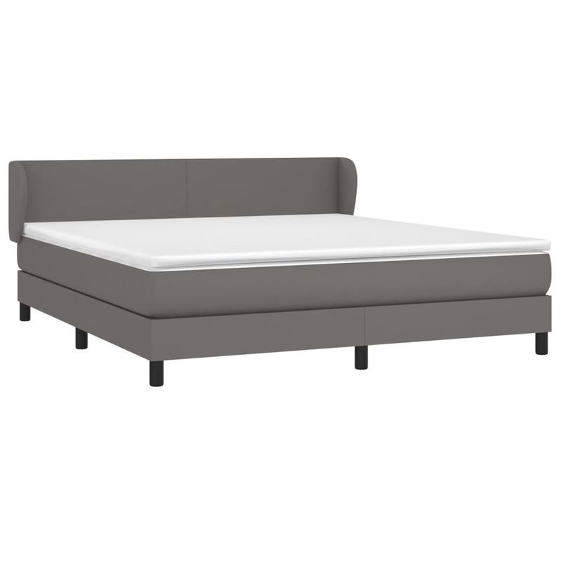 Casa si Gradina - Mobilier - Paturi si accesorii - Paturi - Pat cu arcuri, cu saltea, gri, 180x200 cm, piele ecologica - Infinity.ro
