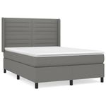 Casa si Gradina - Mobilier - Paturi si accesorii - Paturi - Pat box spring cu saltea, gri inchis, 140x190 cm, textil - Infinity.ro