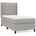 Casa si Gradina - Mobilier - Paturi si accesorii - Paturi - Pat box spring cu saltea, gri deschis, 90x190 cm, textil - Infinity.ro