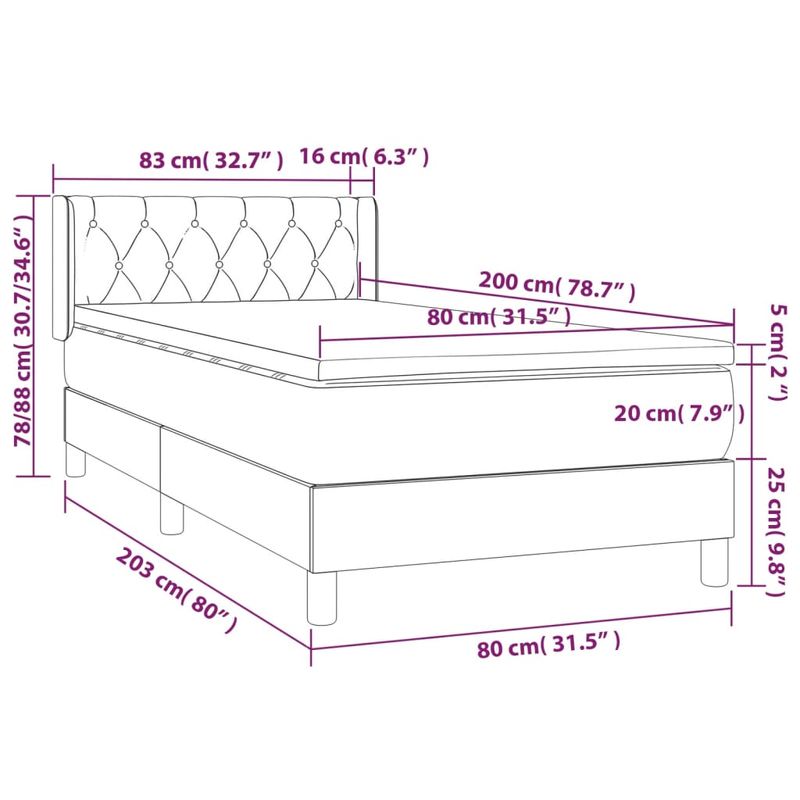 Casa si Gradina - Mobilier - Paturi si accesorii - Paturi - Pat box spring cu saltea, roz, 80x200 cm, catifea - Infinity.ro