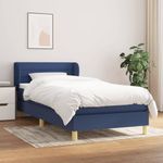 Casa si Gradina - Mobilier - Paturi si accesorii - Paturi - Pat box spring cu saltea, albastru, 90x190 cm, textil - Infinity.ro