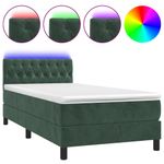 Casa si Gradina - Mobilier - Paturi si accesorii - Paturi - Pat cu arcuri, saltea si LED, verde, 90x200 cm, catifea - Infinity.ro