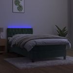 Casa si Gradina - Mobilier - Paturi si accesorii - Paturi - Pat cu arcuri, saltea si LED, verde, 90x200 cm, catifea - Infinity.ro