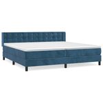Casa si Gradina - Mobilier - Paturi si accesorii - Paturi - Pat box spring cu saltea, albastru inchis, 200x200 cm, catifea - Infinity.ro