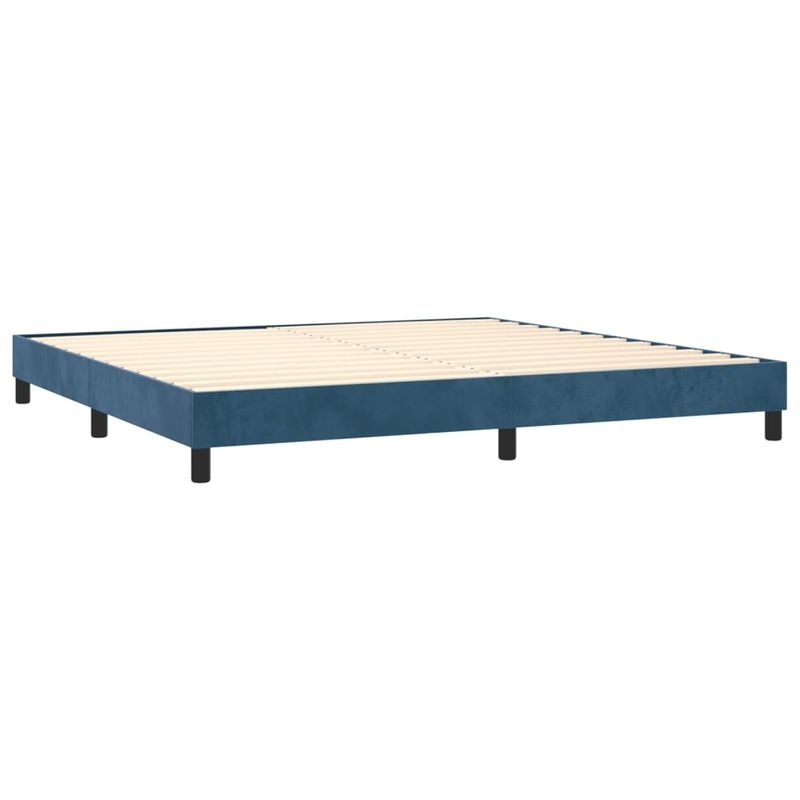 Casa si Gradina - Mobilier - Paturi si accesorii - Paturi - Pat box spring cu saltea, albastru inchis, 200x200 cm, catifea - Infinity.ro
