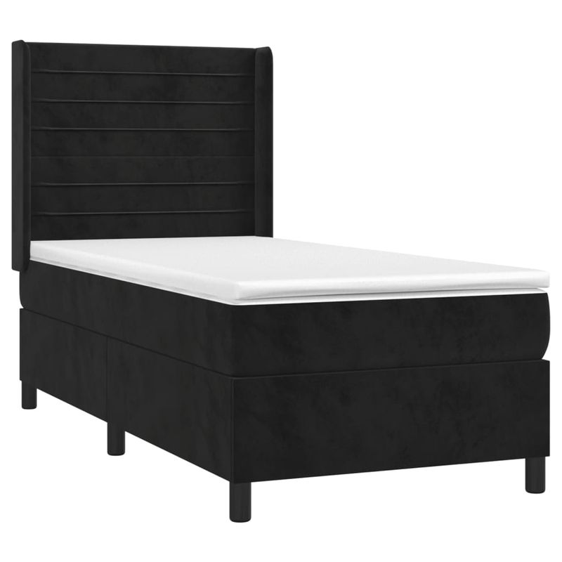 Casa si Gradina - Mobilier - Paturi si accesorii - Paturi - Pat box spring cu saltea, negru, 100x200 cm, catifea - Infinity.ro