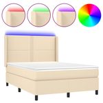 Casa si Gradina - Mobilier - Paturi si accesorii - Paturi - Pat cu arcuri, saltea si LED, crem, 140x190 cm, textil - Infinity.ro