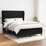 Casa si Gradina - Mobilier - Paturi si accesorii - Paturi - Pat box spring cu saltea, negru, 140x190 cm, textil - Infinity.ro