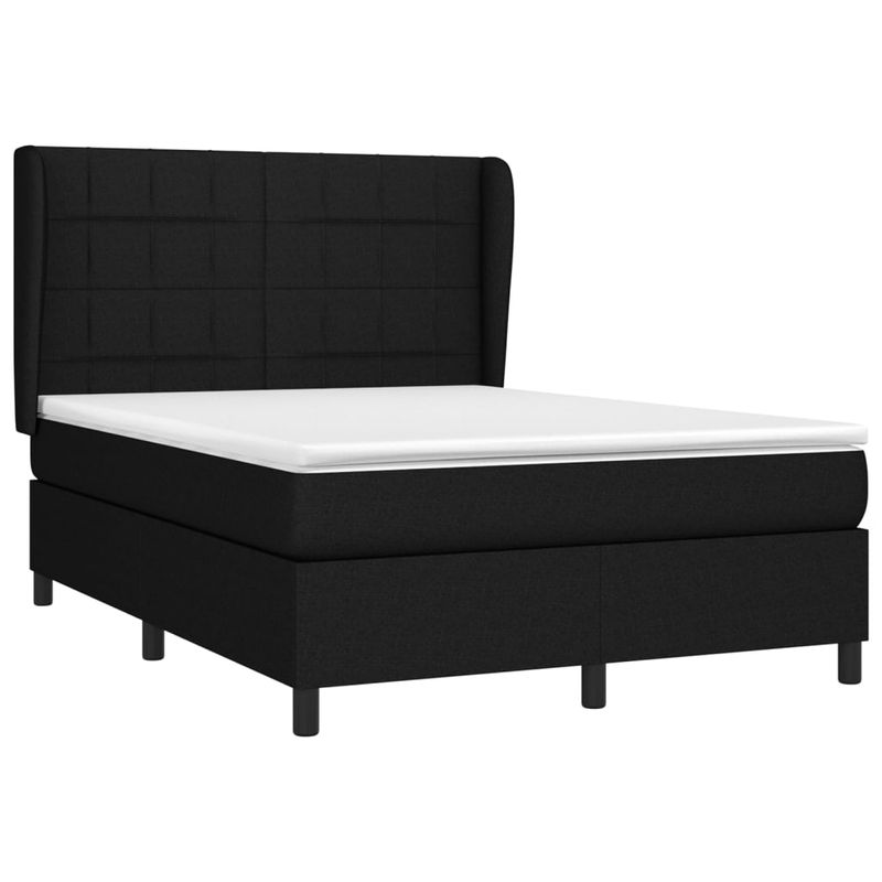 Casa si Gradina - Mobilier - Paturi si accesorii - Paturi - Pat box spring cu saltea, negru, 140x190 cm, textil - Infinity.ro