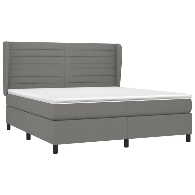 Casa si Gradina - Mobilier - Paturi si accesorii - Paturi - Pat continental cu saltea, gri inchis, 160x200 cm, tesatura - Infinity.ro