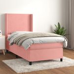 Casa si Gradina - Mobilier - Paturi si accesorii - Paturi - Pat box spring cu saltea, roz, 80x200 cm, catifea - Infinity.ro