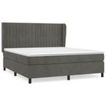 Casa si Gradina - Mobilier - Paturi si accesorii - Paturi - Pat box spring cu saltea, gri inchis, 160x200 cm, catifea - Infinity.ro