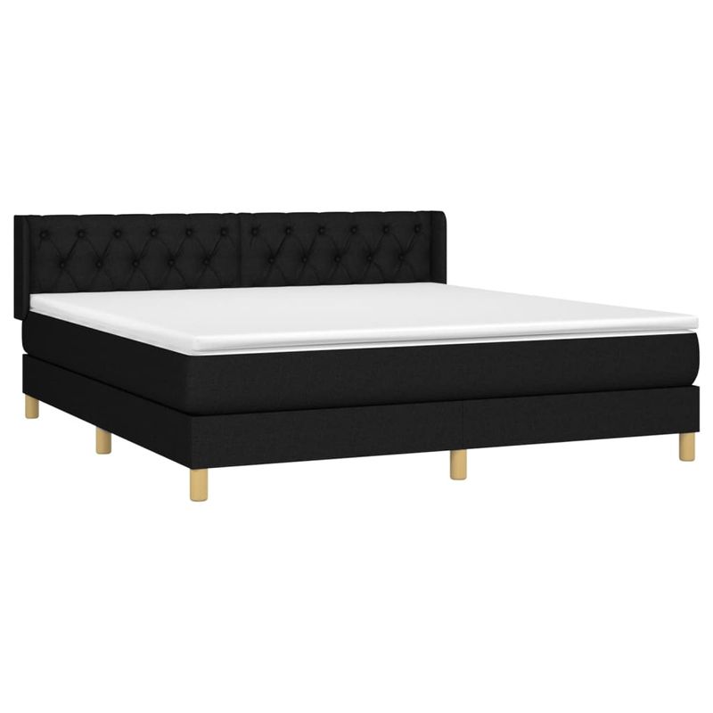 Casa si Gradina - Mobilier - Paturi si accesorii - Paturi - Pat box spring cu saltea, negru, 160x200 cm, textil - Infinity.ro