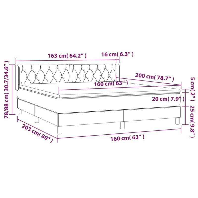 Casa si Gradina - Mobilier - Paturi si accesorii - Paturi - Pat box spring cu saltea, negru, 160x200 cm, textil - Infinity.ro