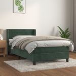 Casa si Gradina - Mobilier - Paturi si accesorii - Paturi - Pat box spring cu saltea, verde inchis, 90x190 cm, catifea - Infinity.ro